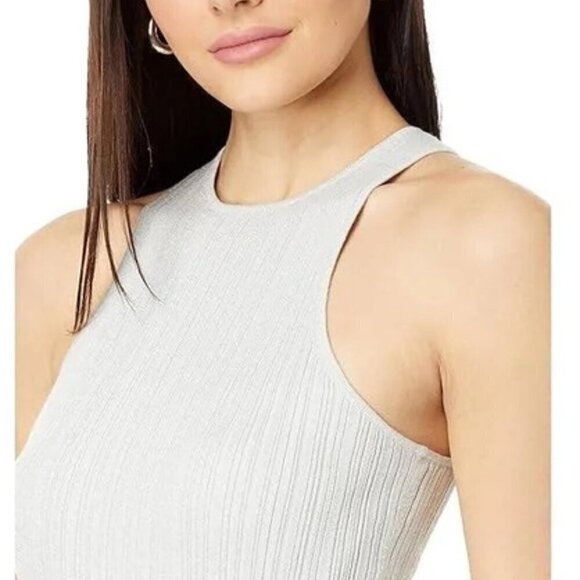 Madewell Signature Shimmer Knit Cutaway Sweater Tank Silver Metallic Size S NWT - Picture 3 of 8